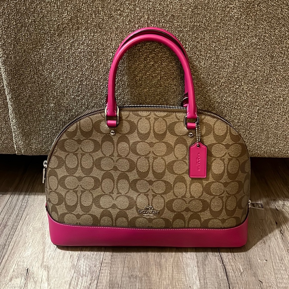Coach; pink & brown; satchel ; used